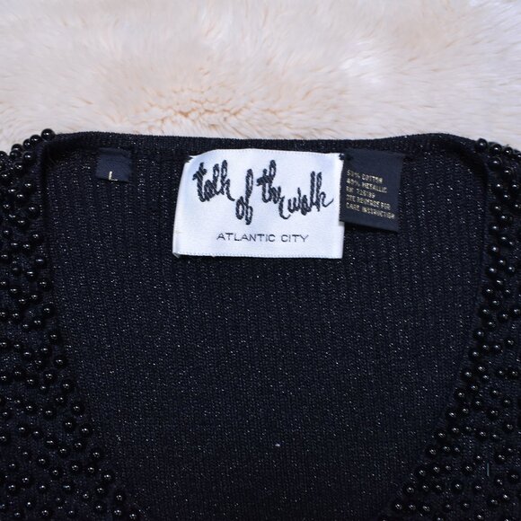 VTG Talk Of The Walk Beaded Sleeveless Sweater Blouse Black Size S M L - Picture 14 of 15